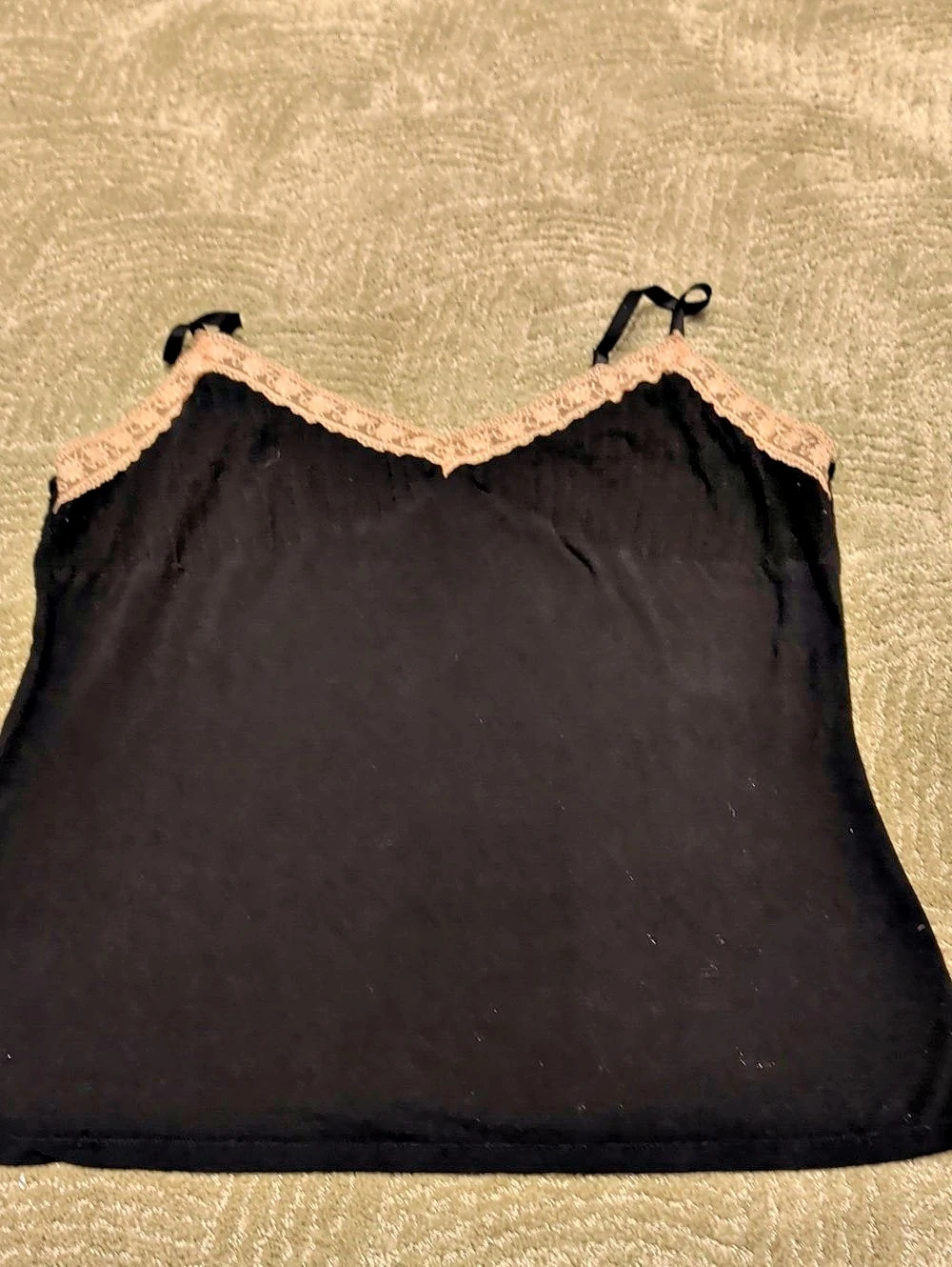 Inc Black & Tan Lace Trim Camisole